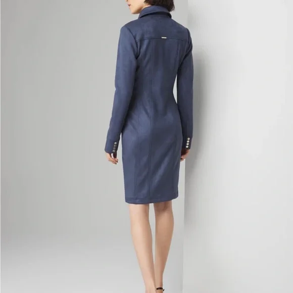 White House Black Market (WHBM) Long Sleeve Faux Suede Shacket Dress - Picture 4 of 12